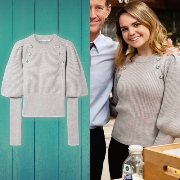 Veronica Beard ‘Jude’ 100% Wool Gray Sweater with Jeweled Accents Size Small - Picture 1 of 16